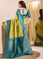 Yellow Rapier Jaquard Work Kanjeevaram Silk Saree